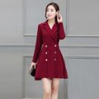 Long-sleeve Notched-lapel Double-breasted Dress