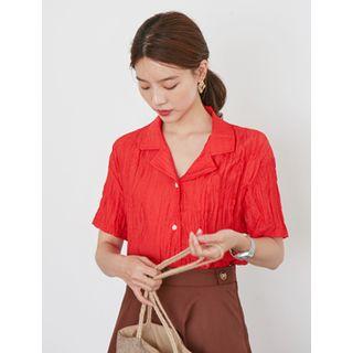 Notched-collar Crinkled Shirt