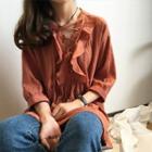 3/4-sleeve Cross Neck Top