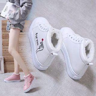 Fleece-lined Embroidered Sneakers