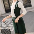 Long-sleeve Blouse / Sleeveless Mini Sheath Dress