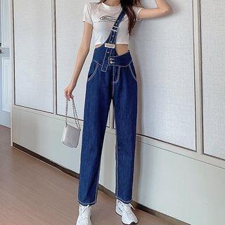 One-sleeve Denim Jumper Pants
