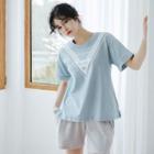Loungewear Set: Print Short-sleeve T-shirt + Shorts