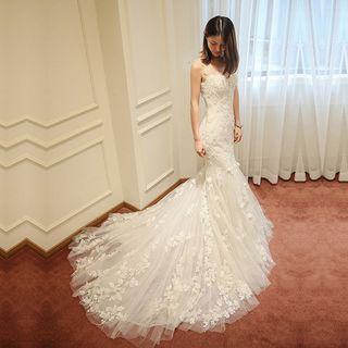 Floral Mermaid Long Train Wedding Dress (2 Designs)
