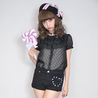 Short-sleeve Ruffle Chiffon Blouse