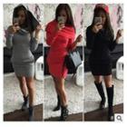 Hooded Long-sleeve Sheath Dress