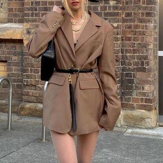 Oversized Blazer With Waist Belt