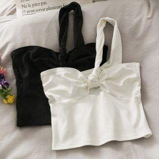 One-shoulder Knotted Crop Top