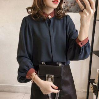 Lantern-sleeve Chiffon Shirt