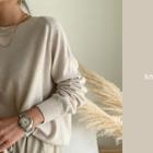 Raglan-sleeve Cashmere Blend Sweater Oatmeal - One Size