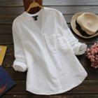 V-neck Linen Shirt