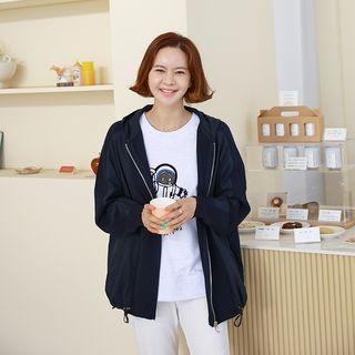 Knit-panel Windbreaker Jacket