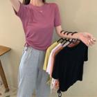 Plain Drawstring Short Sleeve T-shirt