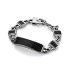 Black Leather Pattern Bracelet Ip Black - One Size