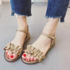 Wedge Stitched Frill Sandals