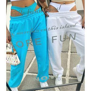 High-waist Mock Two-piece Plain Sweatpants
