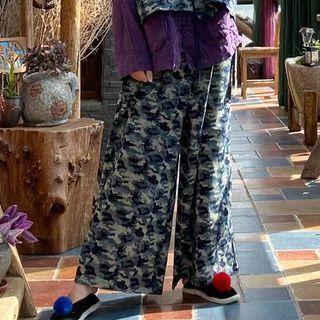 Camo Wide Leg Pants Camouflage - Gray - One Size