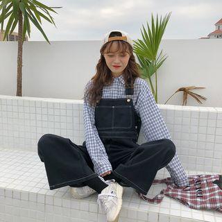Wide-leg Denim Dungarees