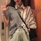 Asymmetrical Striped Shirt As Shown In Figure - One Size