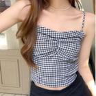 Gingham Shirred Camisole Top