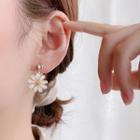 Flower Dangle Ear Stud 1 Pair - Be2199 - 925 Silver - One Size