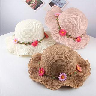 Floral Ruffle Straw Bucket Hat