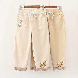 Animal Embroidery Wide-leg Pants