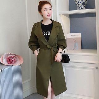 Notch Lapel Open-front Tie Waist Coat