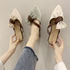 Block Heel Bow Pointed Mules