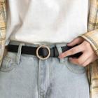 Round Buckle Faux Leather Belt (various Designs)