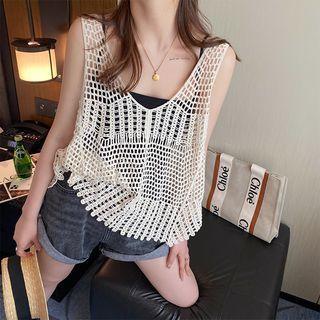 Sleeveless Pointelle Knit Top (various Designs)
