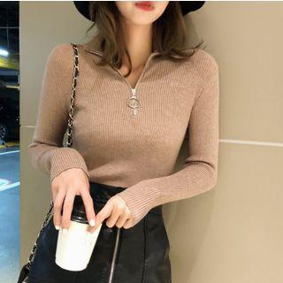 Long-sleeve Half-zip Knit Top