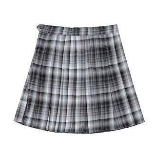 Denim Mini A-line Pleated Skirt