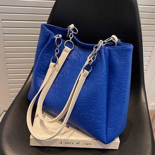 Faux Leather Embossed Tote Bag