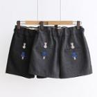 Cartoon Embroidered Shorts