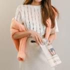 Short-sleeve Lace Velvet Stripe Top