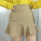 Ruffle-hem Plaid Mini Wrap Skirt