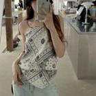 Pattern Printed Tie Back Camisole White - One Size