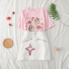 Short-sleeve Cupid Cat T-shirt Pink - One Size