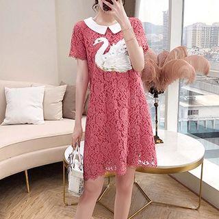 Swan Short-sleeve Lace Dress