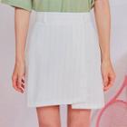 Band-waist Stripe Mini Skirt