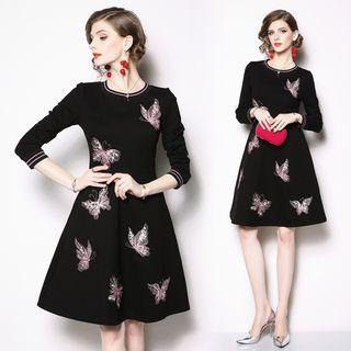 Butterfly Long-sleeve A-line Dress