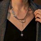 Heart & Hoop Necklace 01-dz-228 - Silver - One Size