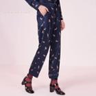 Chinese Zodiac Print Drawstring Pants