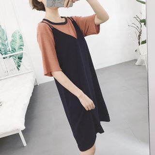 Set: Short Sleeve Tee + V-neck Dress