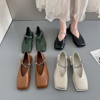 Chain Strap Square-toe Mary Jane Shoes