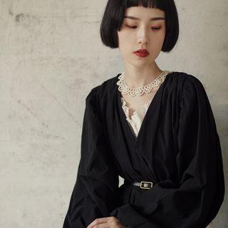 Puff Sleeve Jacket Without Belt - Jacket - Black - One Size