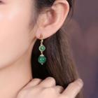 Bead Drop Ear Stud 1 Pair - Gold & Green - One Size
