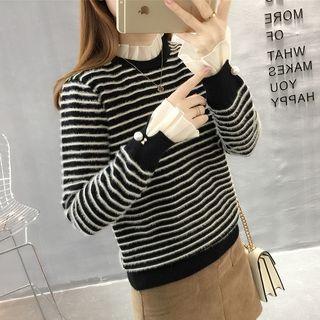 Frilled Trim Stripe Sweater