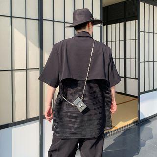Short-sleeve Mesh Panel Blazer